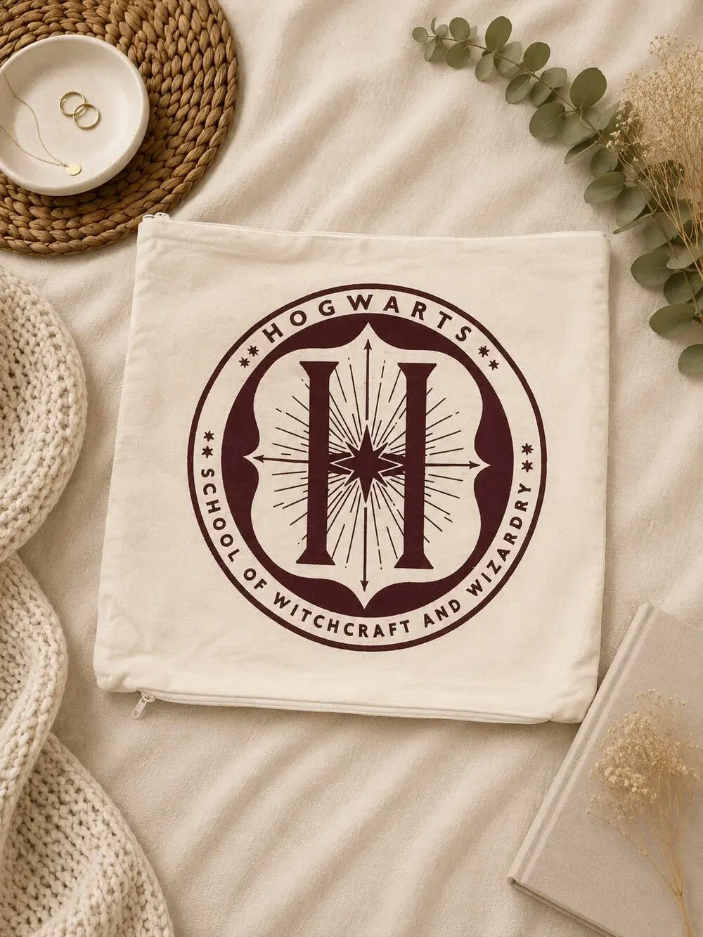 Harry Potter Cursed Child Hogwarts Cotton Pillow Cover 12x12 Wizardcore Academia